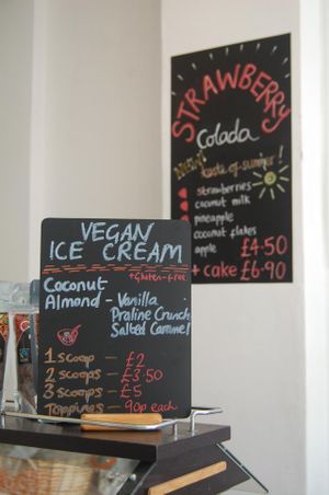 Vegan Ice-cream and shakes menu at Spa Juice Bar - Greenwich in South East London