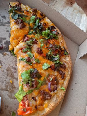 Vegan cheeseburger pizza at SOL Pie Pizza in North Canton