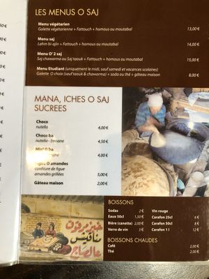 Menu at O'Saj in Toulouse