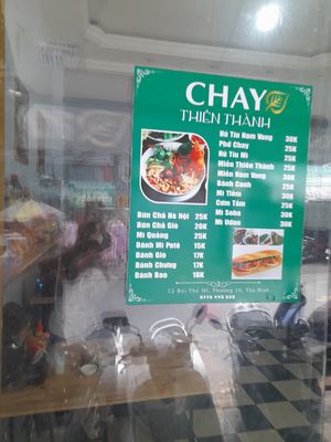 Menu at Quán Chay Thiên Thành in Ho Chi Minh City