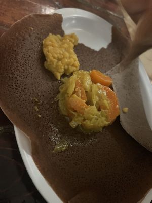 Cute side dish for my daughter of cabbage and split peas. She ate three servings of the cabbage! Kid approved 😋  at Nile Ethiopian in Richmond