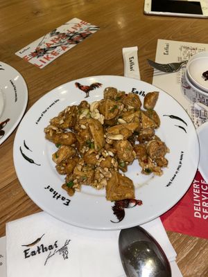 Fried tofu in tamarind sauce - so good!  at Khun Churn - Eathai in Bangkok