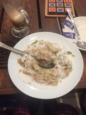 Porridge made with coconut milk at Cafe Satori in Udaipur