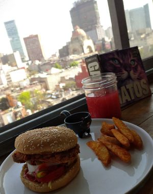 their best burger, La Crispy at Vegattos in Mexico City