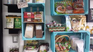 Main wall of goodies! at Vegattos in Mexico City