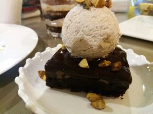 Ice cream on brownie. Another must try. at Loving Cafe in Kuala Lumpur