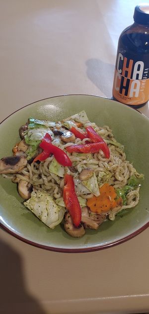 Herb noodles (so tasty) at Loving Cafe in Kuala Lumpur