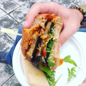 Vegan burger at Veganske hody at Refresh Restaurant - Re Fresh in Bratislava