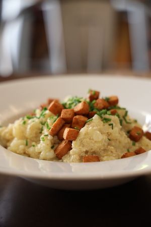 Traditional Slovak Dish, Halusky  at Refresh Restaurant - Re Fresh in Bratislava