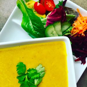 Soups and salads - always organic and made fresh in house at Bluhouse Market and Cafe in North Vancouver