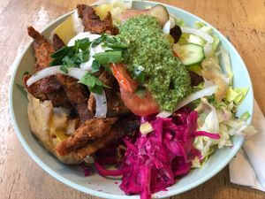 Potato and soy Gyros plate  at Der Dicke Schmidt - Rudolf Leonhard Str in Dresden