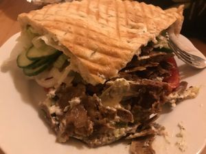 Seitan döner with tzatziki sauce at Der Dicke Schmidt - Rudolf Leonhard Str in Dresden