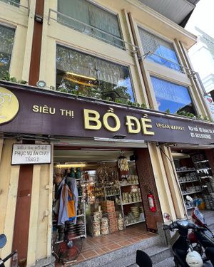 Store front/Restaurant front. (Restaurant is on the second floor)  at Bo De Chay - Market and Restaurant in Hanoi