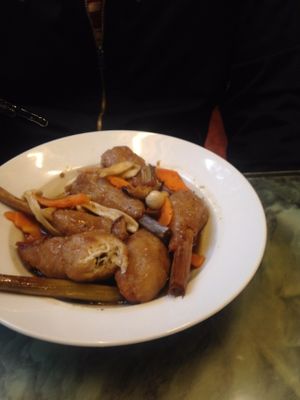 Fried chicken. Comes on lemongrass stalk "drum stick." at Bo De Chay - Market and Restaurant in Hanoi