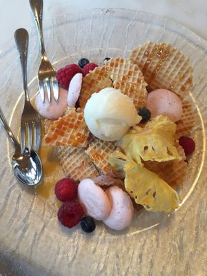 „Oups, I dropped the manner cake“-dessert! Awesome!  at Naturhotel LechLife in Wangle