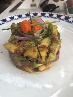 Avocado mango tartare  at Flax & Kale - Placa Castella in Barcelona