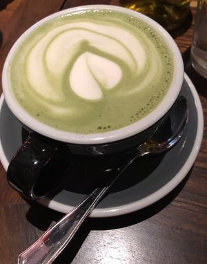 Matcha latte  at Flax & Kale - Placa Castella in Barcelona
