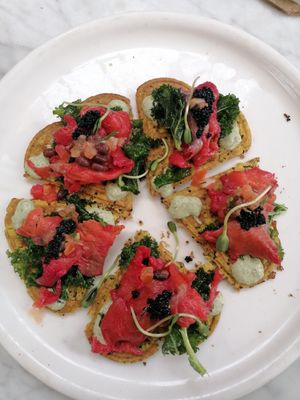 Savoury waffles at Flax & Kale - Placa Castella in Barcelona