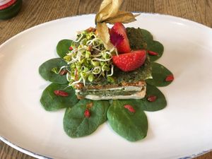 Raw vegan Lasagna  at Flax & Kale - Placa Castella in Barcelona