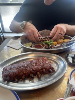 BBQ “ribs” tacos   at Flax & Kale - Placa Castella in Barcelona