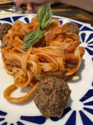 No-meat balls spaghetti  at Flax & Kale - Placa Castella in Barcelona