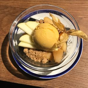 apple crumble  at Flax & Kale - Placa Castella in Barcelona