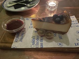 Cheesecake - I don’t think I’ve ever not finished another dessert in my life   at Flax & Kale - Placa Castella in Barcelona