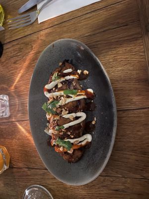 Eggplant with jackfruit  at Flax & Kale - Placa Castella in Barcelona
