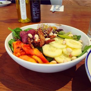 grilled papaya salad at Flax & Kale - Placa Castella in Barcelona