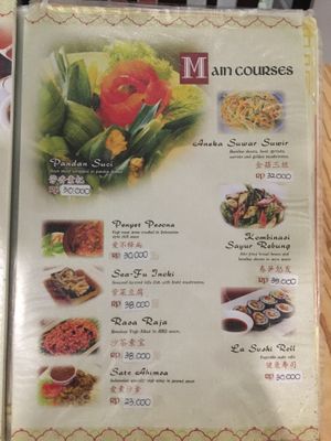 Menu at Ahimsa Vegan Lounge in Surabaya