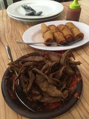 Penyet Pesona & Spring Rolls at Ahimsa Vegan Lounge in Surabaya