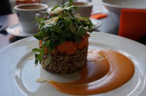 Quinoa tower (Vegan). at Green Pumpkin in Riga