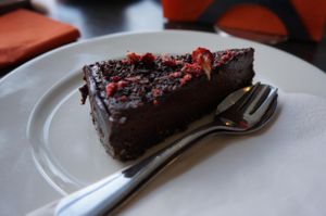 Raw Chocolate Cake (Vegan). at Green Pumpkin in Riga