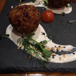 vegan quinoa balls appetizer (highly recommend) at Green Pumpkin in Riga