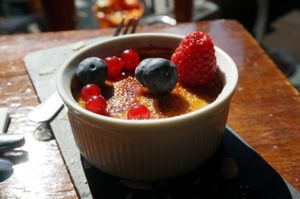 Cherry Creme Brulee (vegan) at Green Pumpkin in Riga