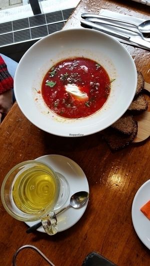 Veggie borscht at Green Pumpkin in Riga