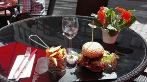 Spicy red bean burger  at Green Pumpkin in Riga