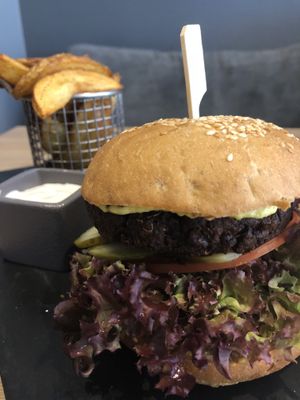 Meatless burger at Green Pumpkin in Riga