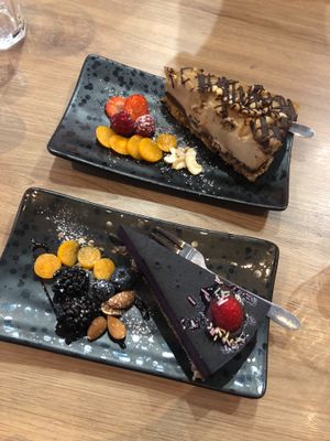 Raw cakes, 5.5€ 
The snicker cake is my favorite other ones tastes pretty similar. at Green Pumpkin in Riga