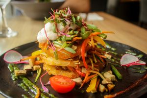 potato pancakes at Green Pumpkin in Riga