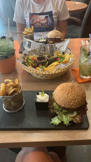 Nachos and Burger at Green Pumpkin in Riga