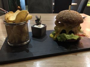 BBQ Burger with Cheeze and Wedges  at Green Pumpkin in Riga