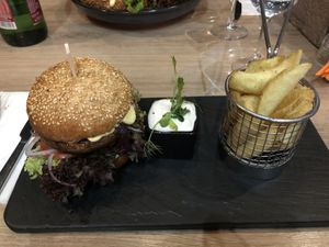 Portobello burger at Green Pumpkin in Riga