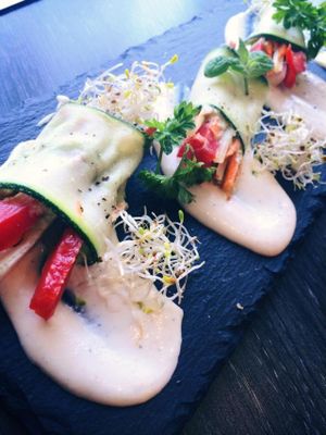 RAW zucchini rolls at Green Pumpkin in Riga