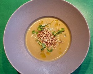 Mushroom soup  at Green Pumpkin in Riga