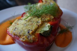 Stuffed Paprika (Vegan). at Green Pumpkin in Riga