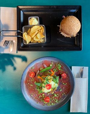 Slightly small portions but nice presentation at Green Pumpkin in Riga