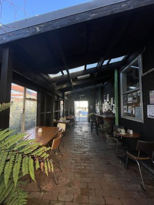 Outside seating   at The Shroom Room in Christchurch