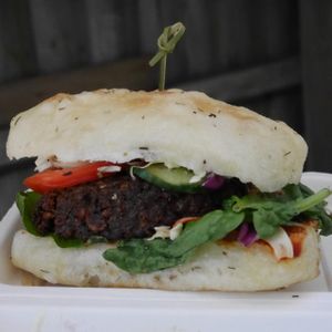 vegan falafel burger for the win. at The Shroom Room in Christchurch