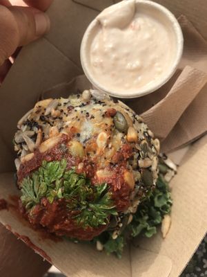 buddha ball with satay sauce at The Shroom Room in Christchurch